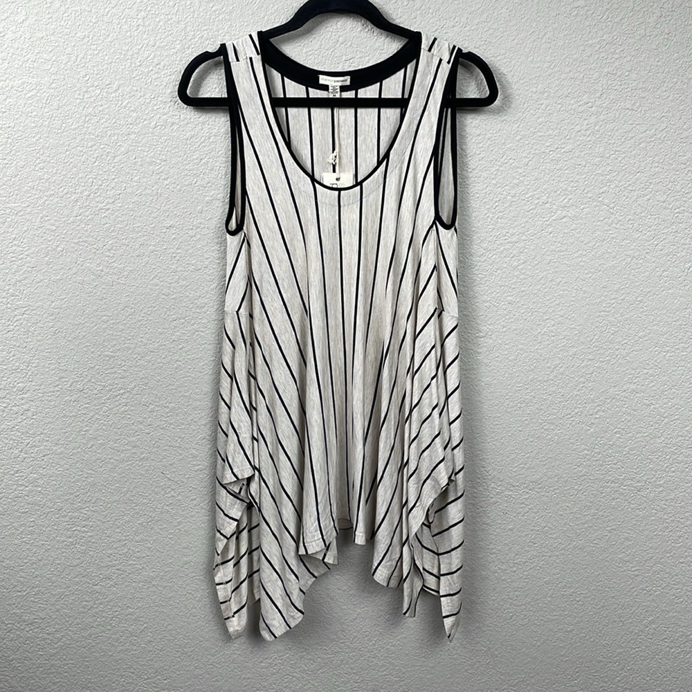 NWT Shannon Passero Stripe Lagenlook Fisher Tunic Scoop Neck Tank Top Sz M